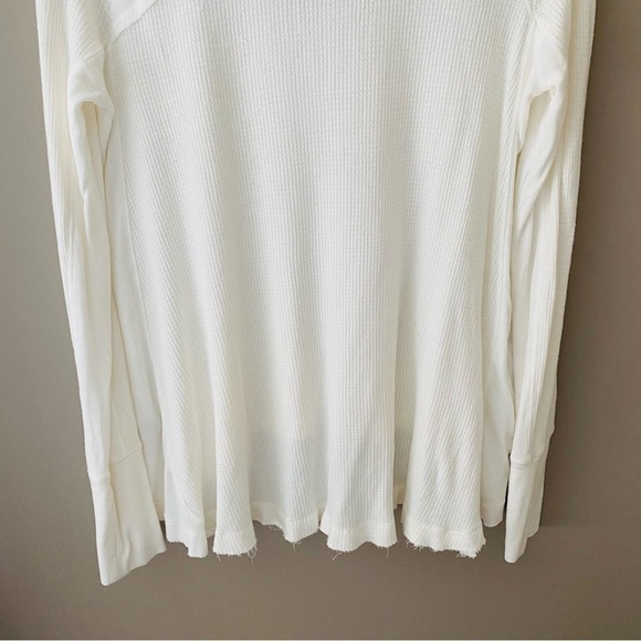 Free People Long Sleeve Thermal Top White Sz Medium - Picture 8 of 10